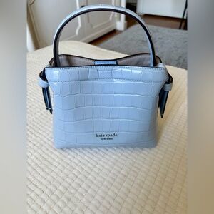 Kate Spade New York Knott Croc-embossed Mini Crossbody Tote - North Star Blue